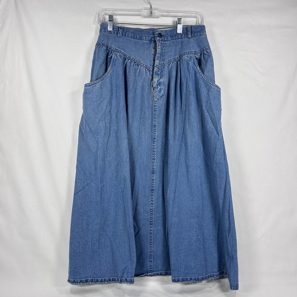Vintage Hasting & Smith Blue Denim Long Maxi Skirt Size Medium / Large